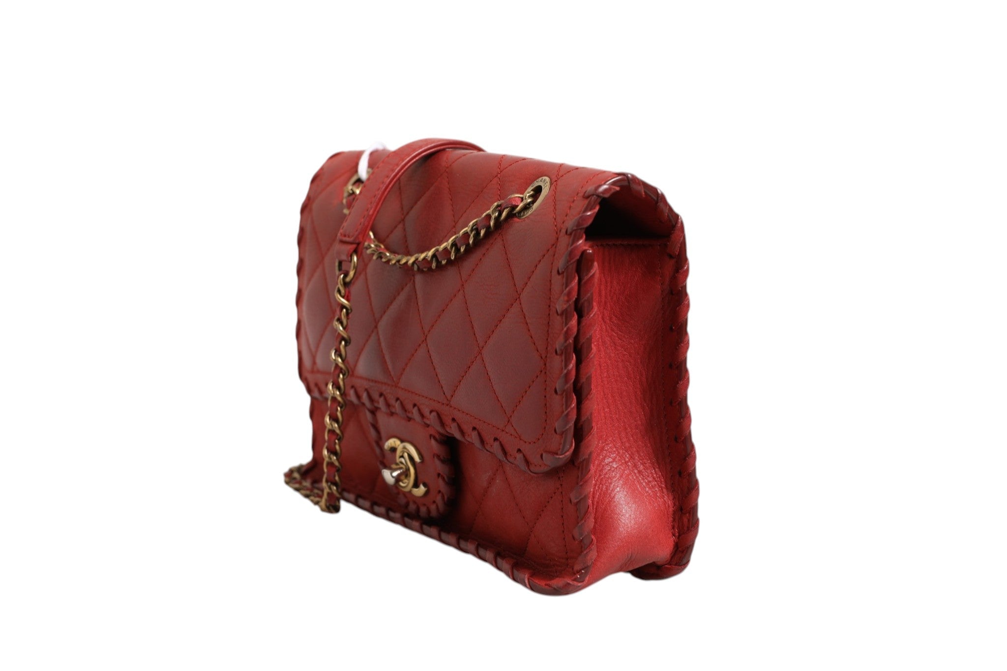Chanel Mini Flap Bag Lambskin Braided Calfskin Gold Tone Women's Metal (Pre-Owned)