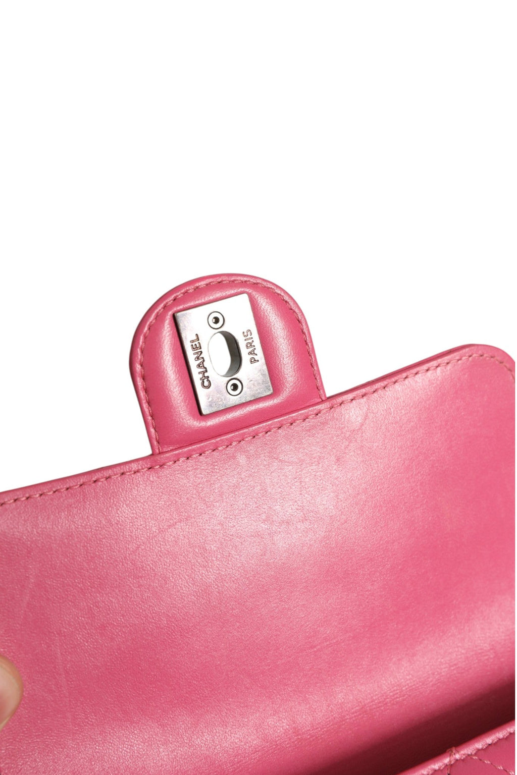 Chanel Pink Quilted Lambskin Leather Classic Square Mini Flap Women's Bag (Pre-Owned)