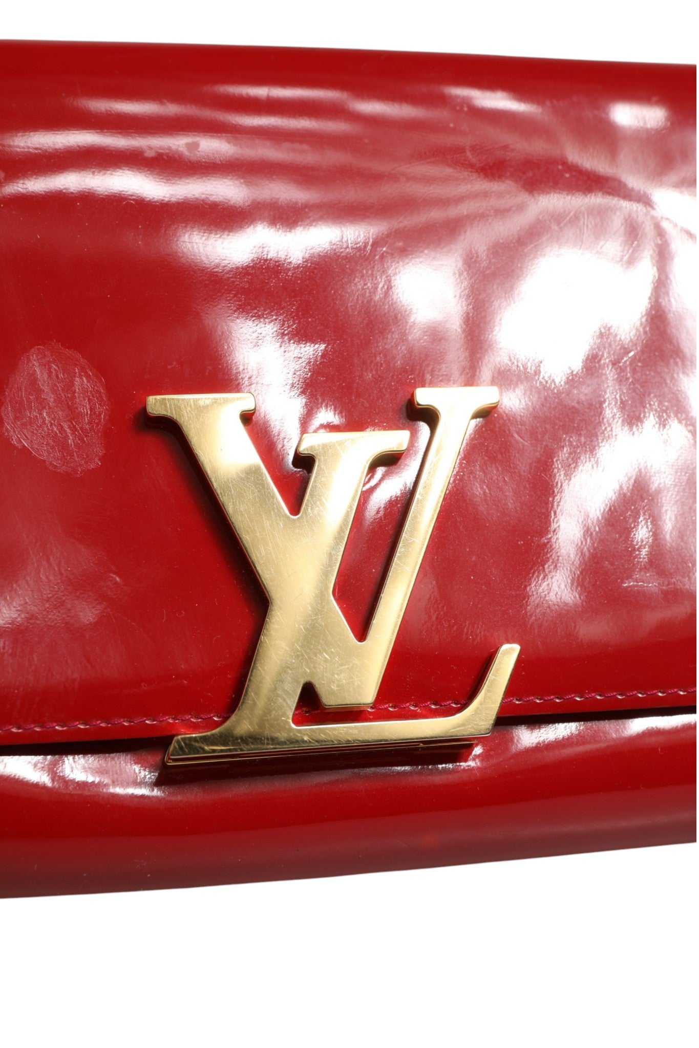 Louis Vuitton Louise PM Red Patent Leather Wallet On Women's Chain (Pre-Owned)