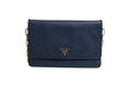Prada Blue Saffiano Leather Wallet on Chain Clutch Women's Bag (Pre-Owned)