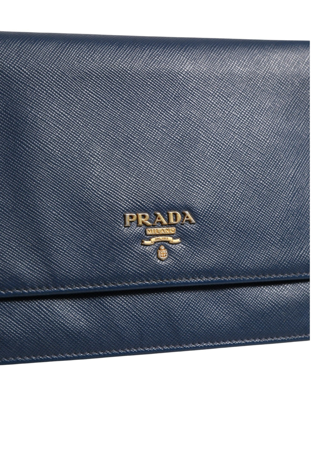 Prada Blue Saffiano Leather Wallet on Chain Clutch Women's Bag (Pre-Owned)