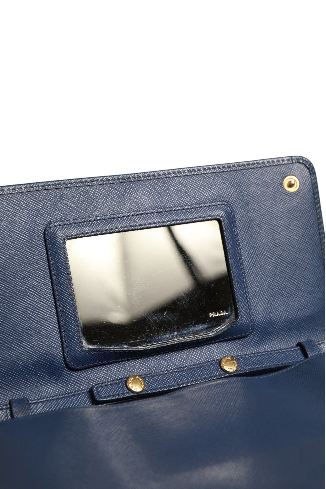 Prada Blue Saffiano Leather Wallet on Chain Clutch Women's Bag (Pre-Owned)