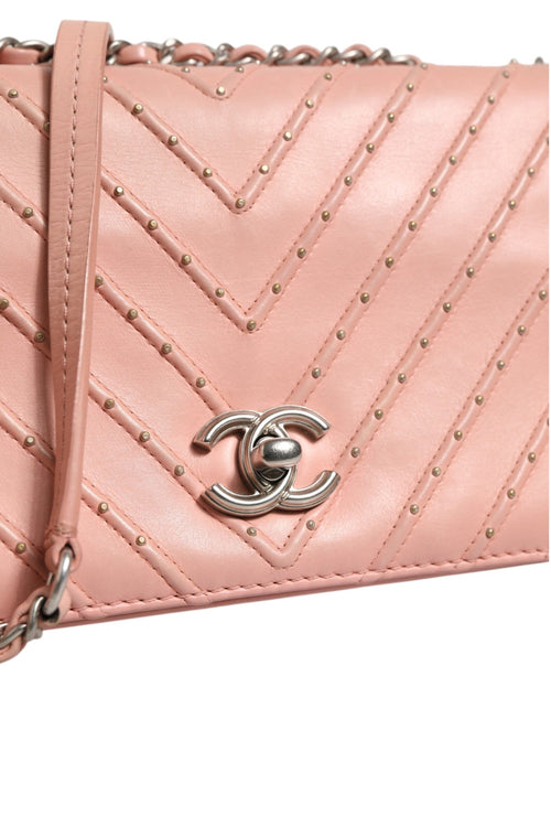 Chanel Small Classic Double Flap Bag Light Pink Women's Chevron (Pre-Owned)