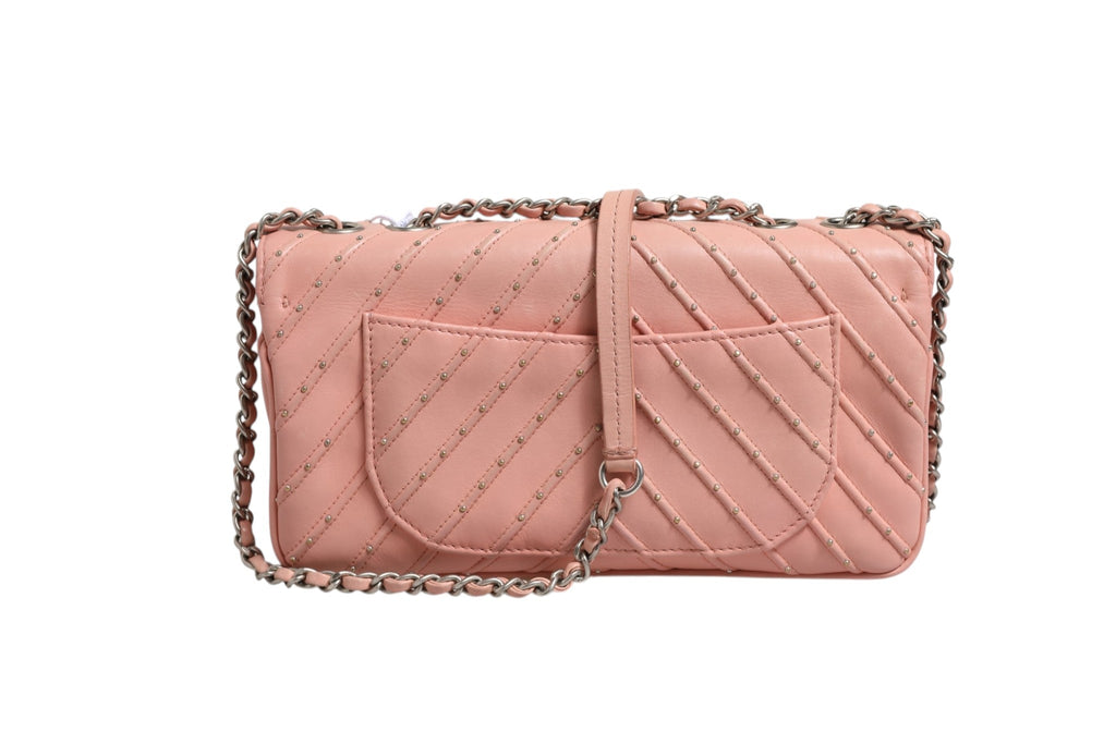 Chanel Small Classic Double Flap Bag Light Pink Women's Chevron (Pre-Owned)