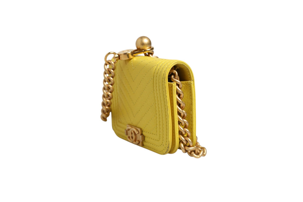 Chanel Crossbody Yellow Leather Women's Bag (Pre-Owned)