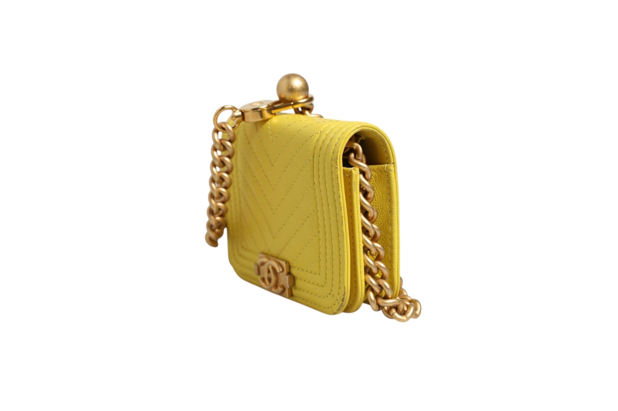 Chanel Crossbody Yellow Leather Women's Bag (Pre-Owned)