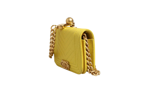 Chanel Crossbody Yellow Leather Women's Bag (Pre-Owned)
