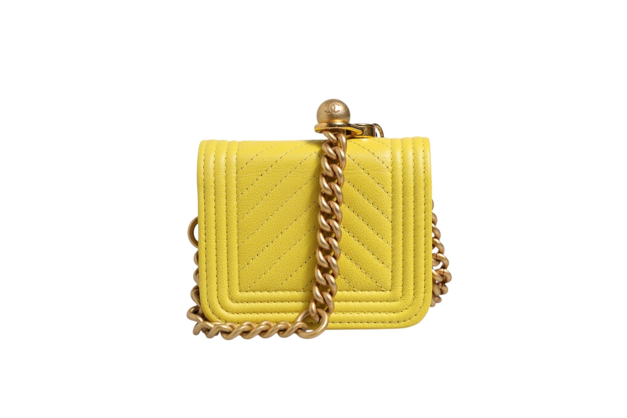 Chanel Crossbody Yellow Leather Women's Bag (Pre-Owned)
