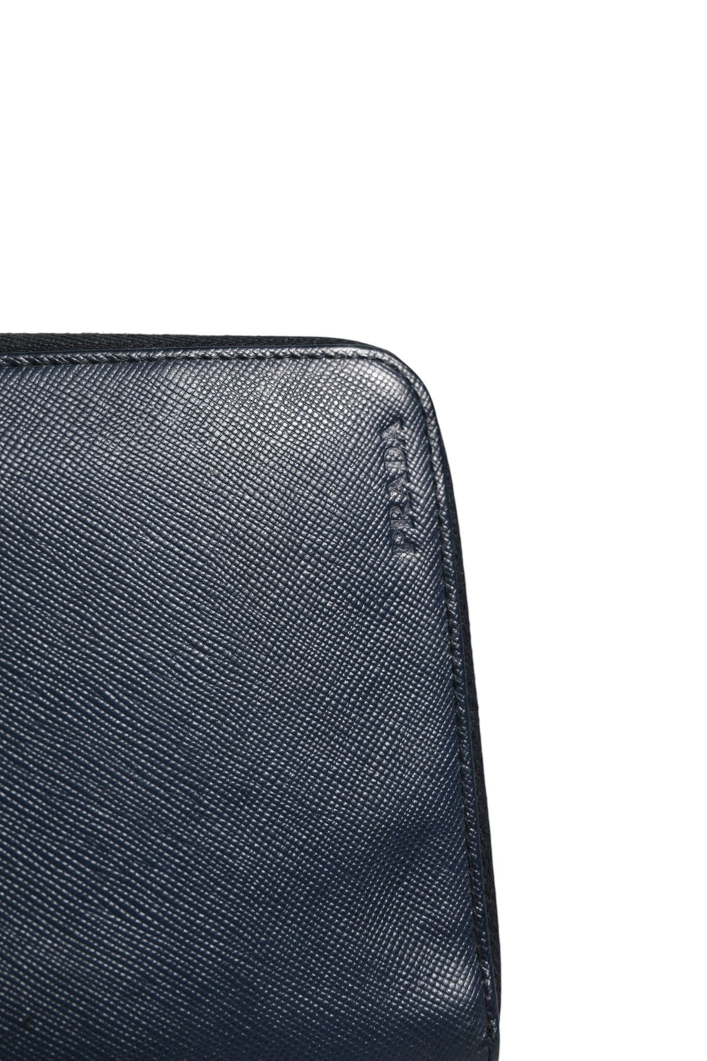 Prada Navy Oliver Embossed Leather Zip-Around Women's Wallet (Pre-Owned)