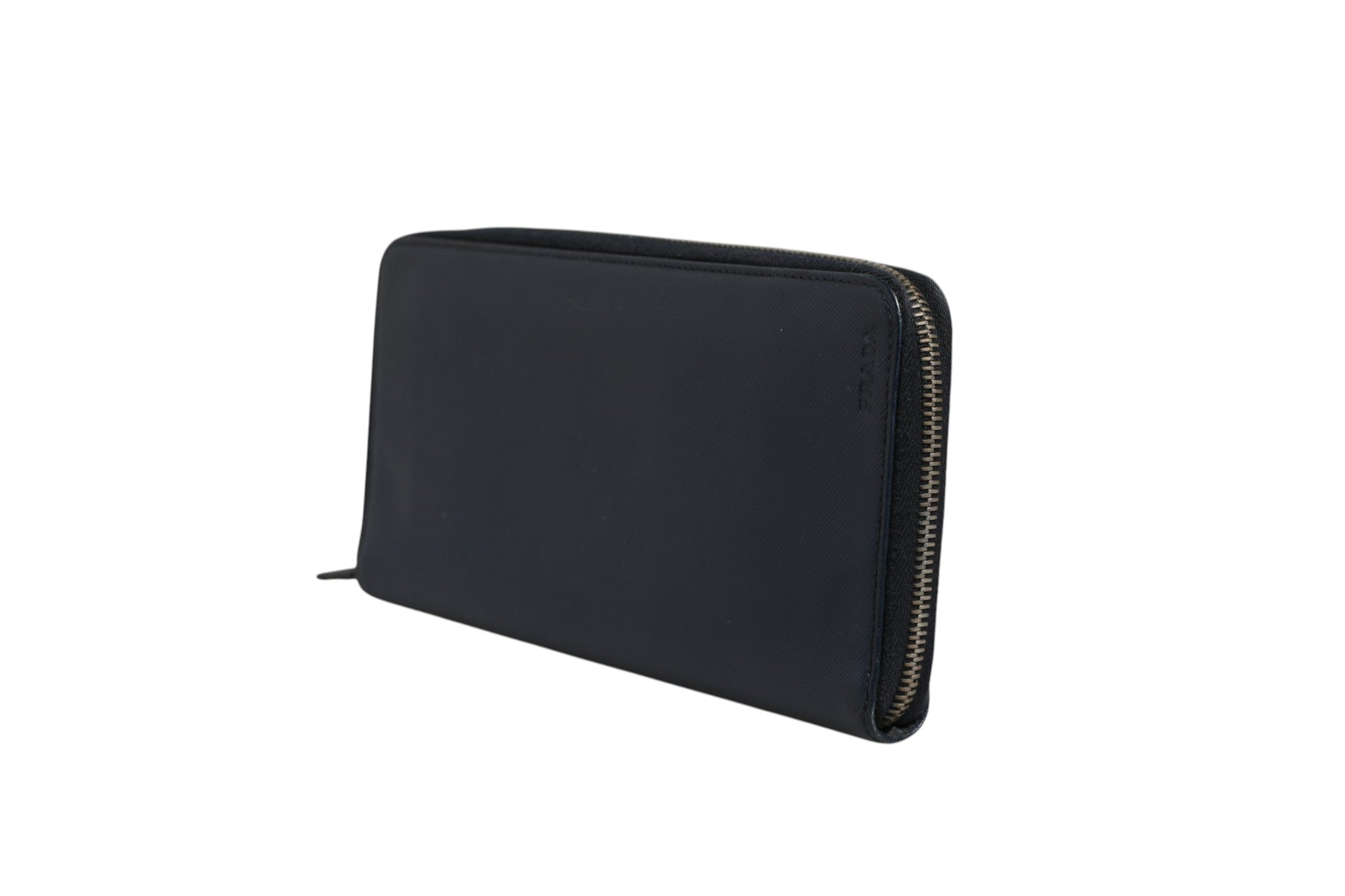 Prada Navy Oliver Embossed Leather Zip-Around Women's Wallet (Pre-Owned)