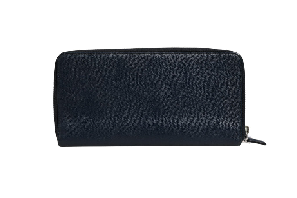 Prada Navy Oliver Embossed Leather Zip-Around Women's Wallet (Pre-Owned)