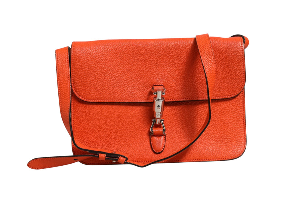 Gucci Jackie Soft Flap Shoulder Bag Leather Women's Orange (Pre-Owned)