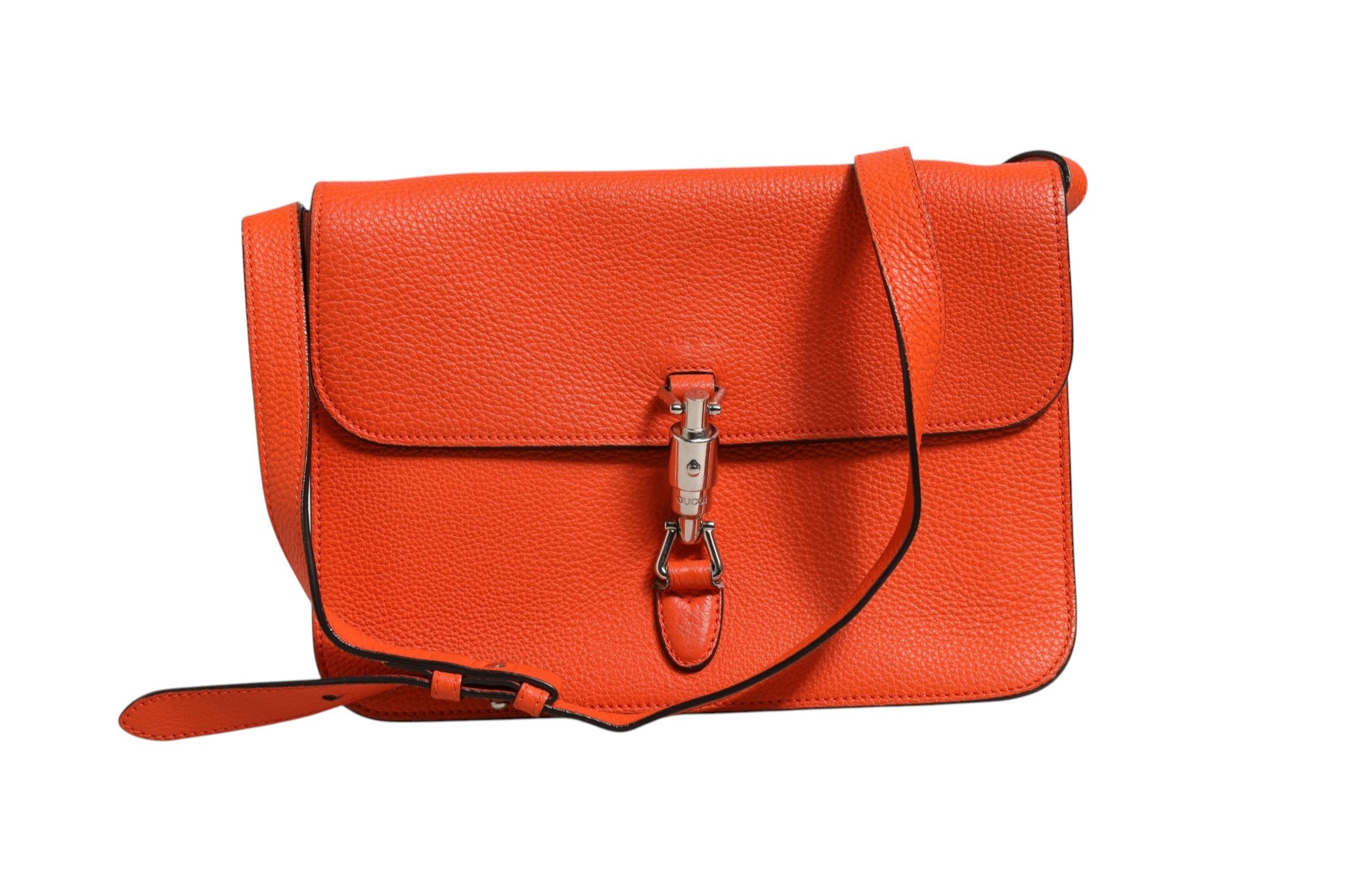 Gucci Jackie Soft Flap Shoulder Bag Leather Women's Orange (Pre-Owned)