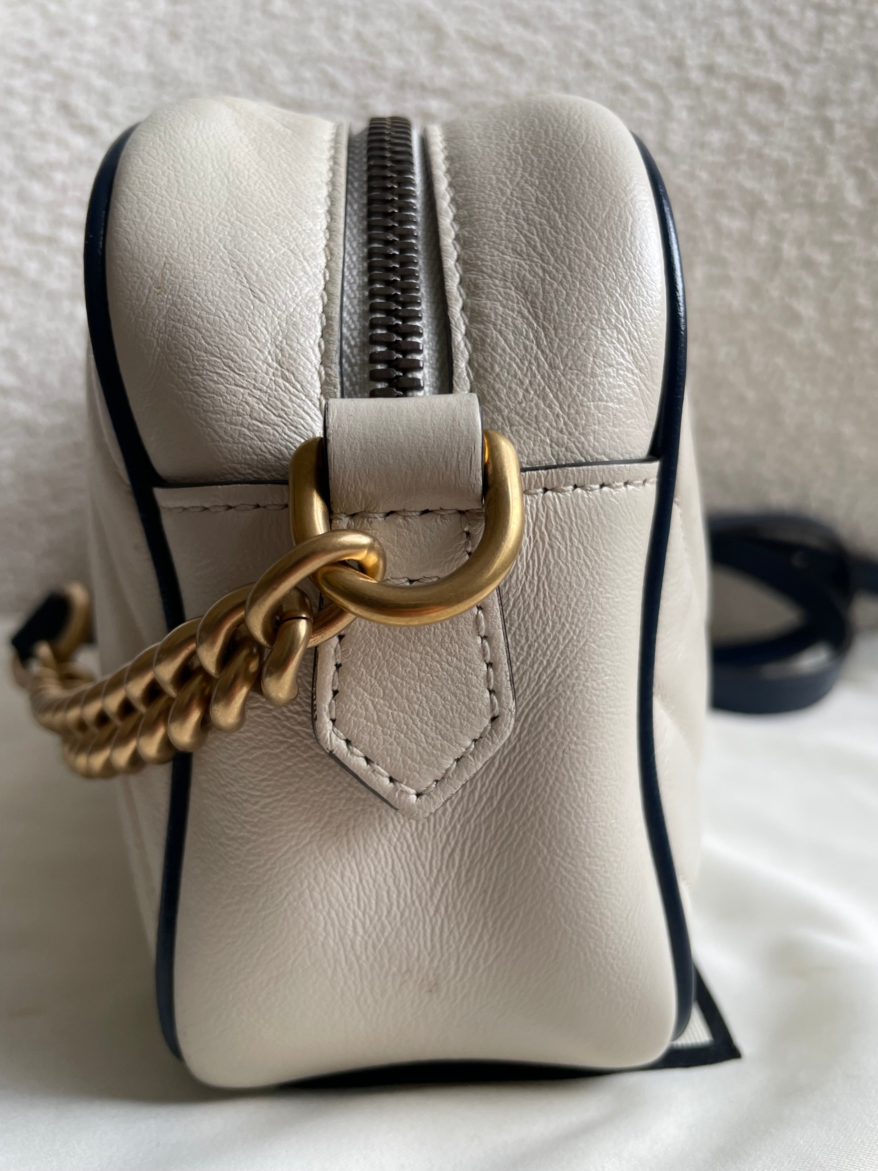 Gucci Torchon GG White Marmont Small Shoulder Bag