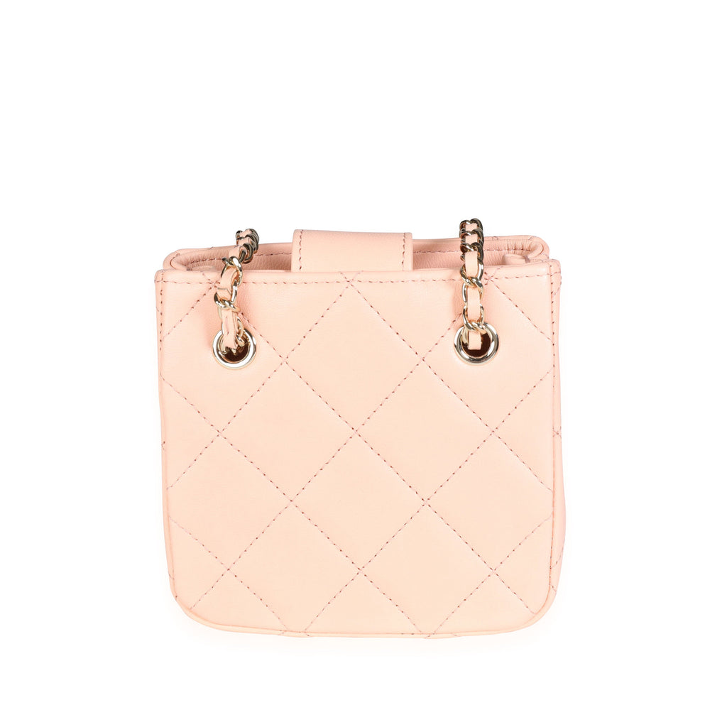 Pink Quilted Lambskin Tiny Shopping Bag