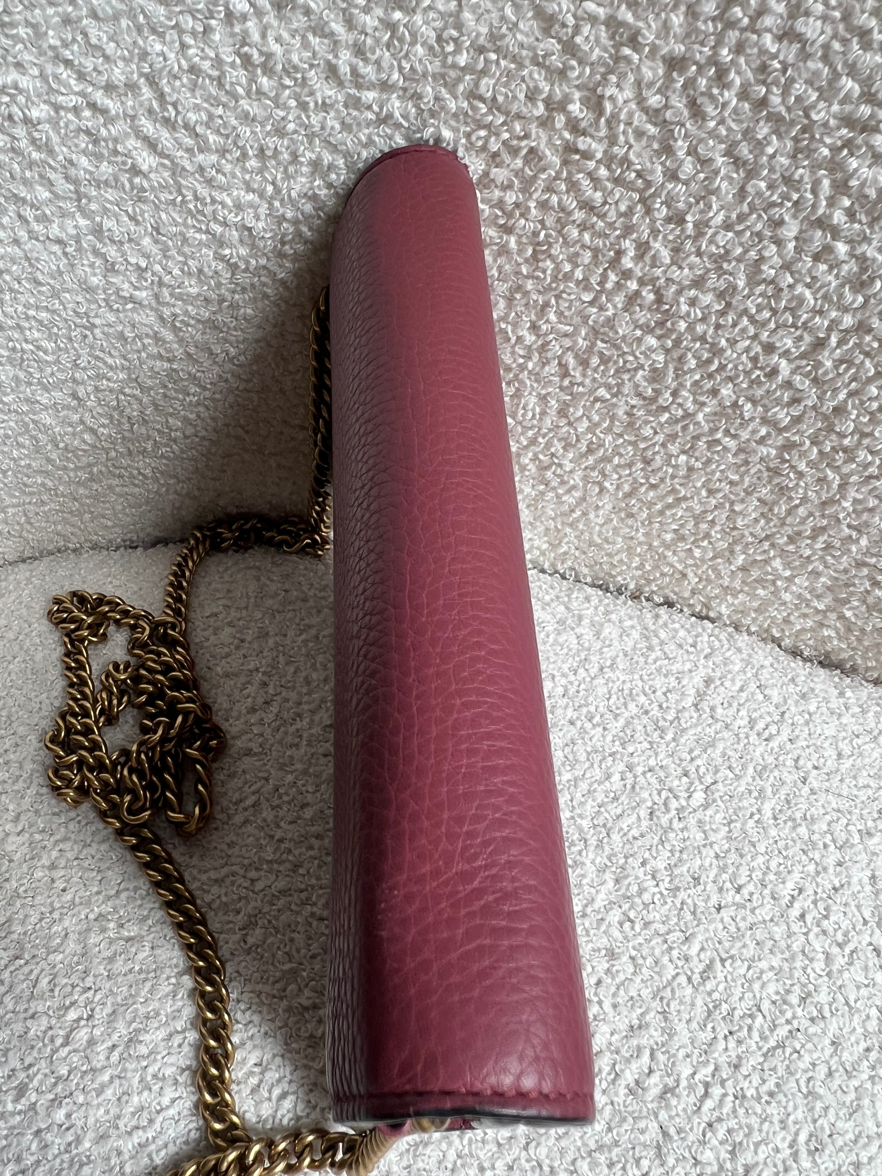 Gucci Rose Pink GG Marmont Chain Wallet (RRP £1195)