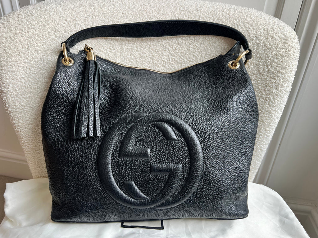 Gucci Soho Large Hobo in Black Pebbled Calfskin