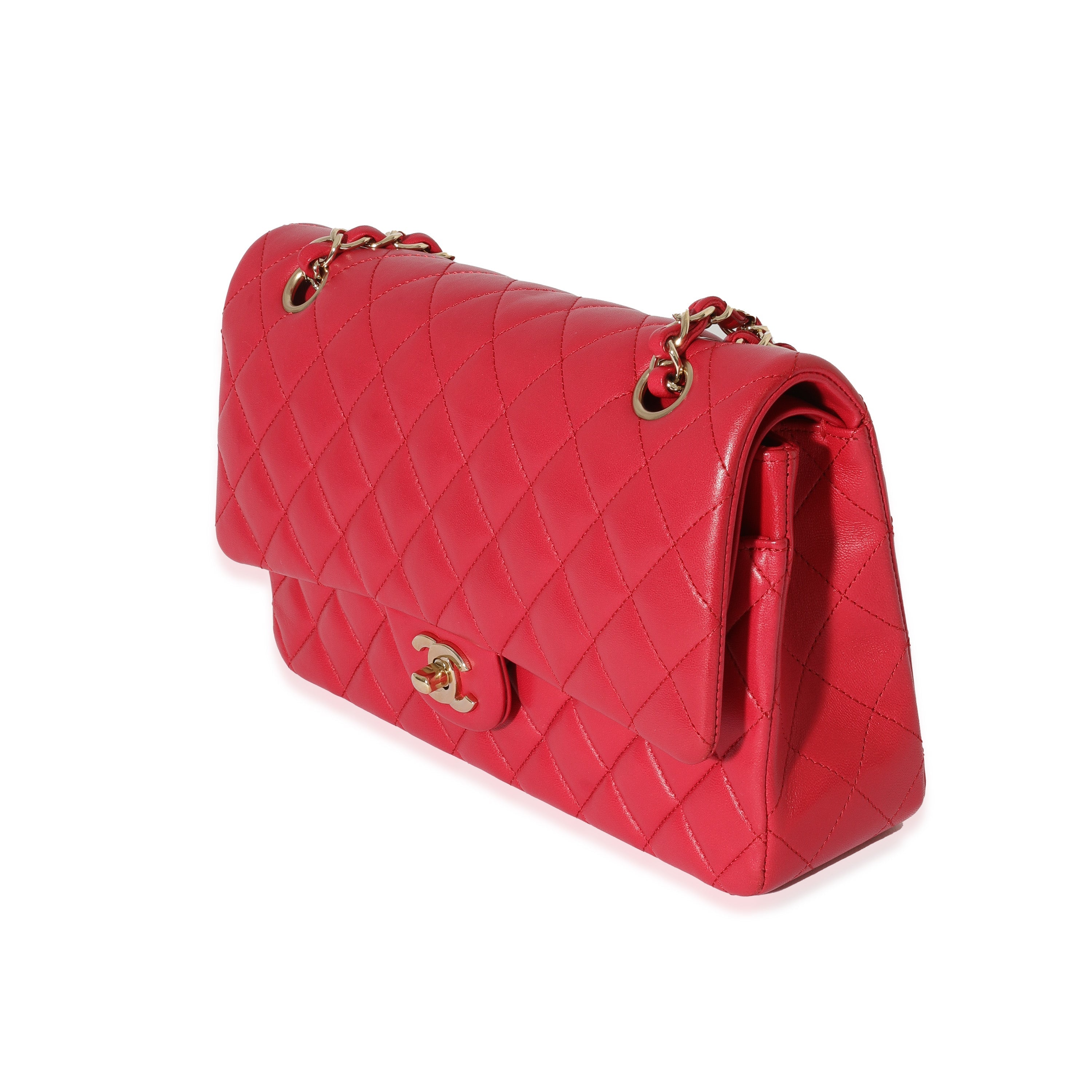 Dark Pink Quilted Lambskin Medium Classic Double Flap Bag