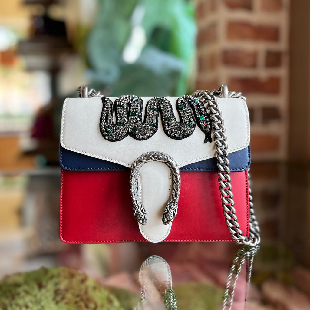 GUCCI Dionysus Mini Kingsnake White Red Leather Shoulder Bag