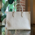 LOUIS VUITTON OnTheGo MM Beige Empriente Giant Monogram Leather Tote
