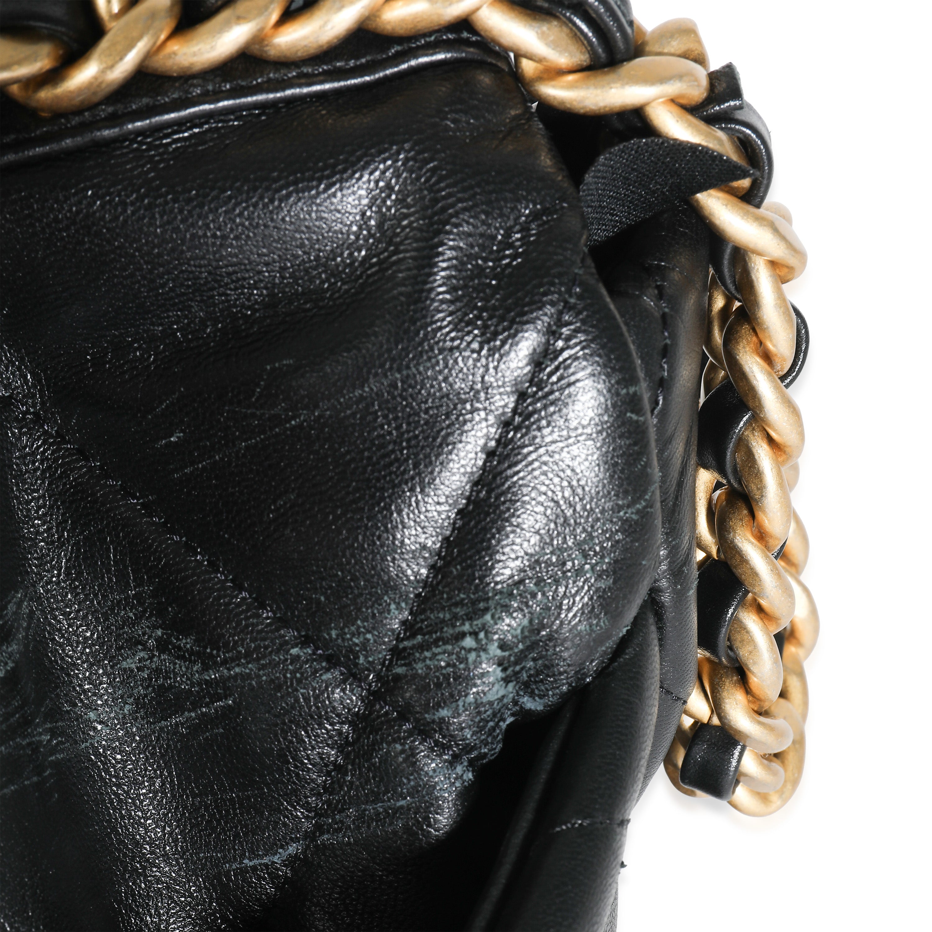 Black Shiny Lambskin Large Chanel 19 Flap Bag