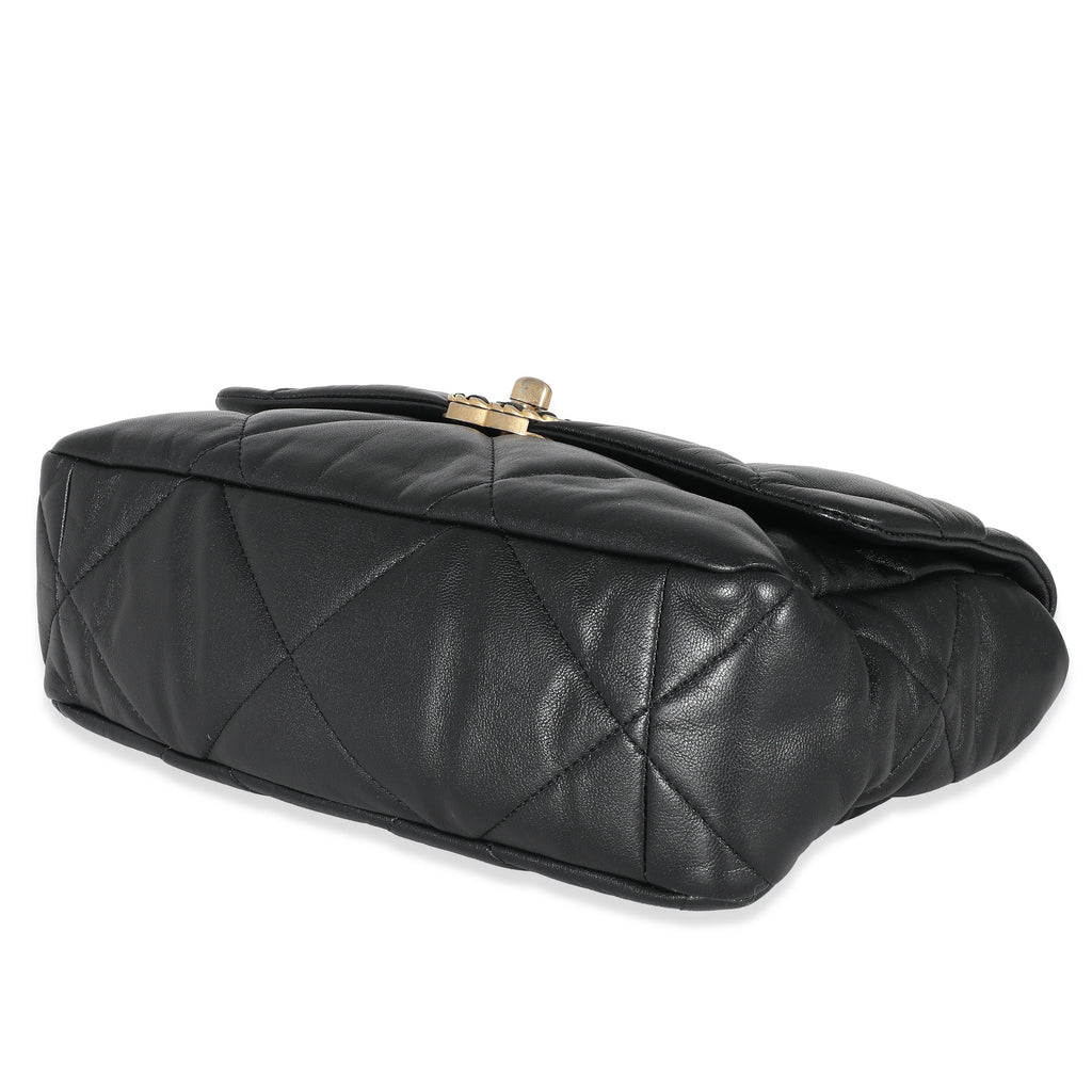 Black Shiny Lambskin Large Chanel 19 Flap Bag