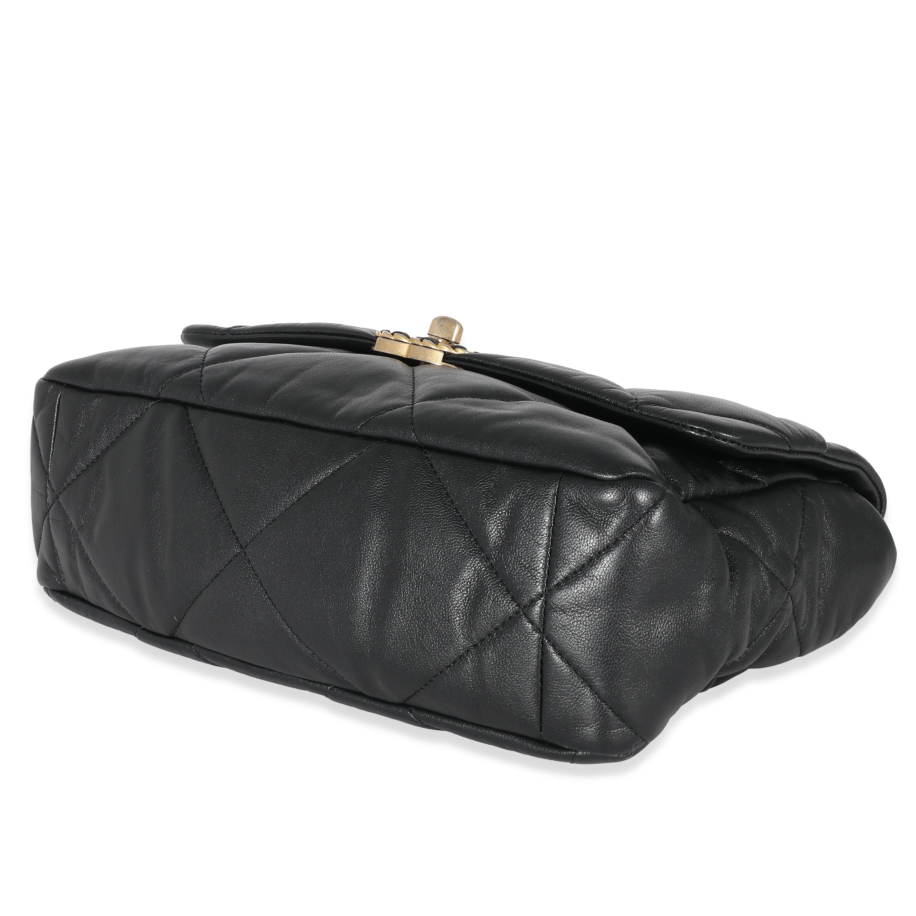 Black Shiny Lambskin Large Chanel 19 Flap Bag