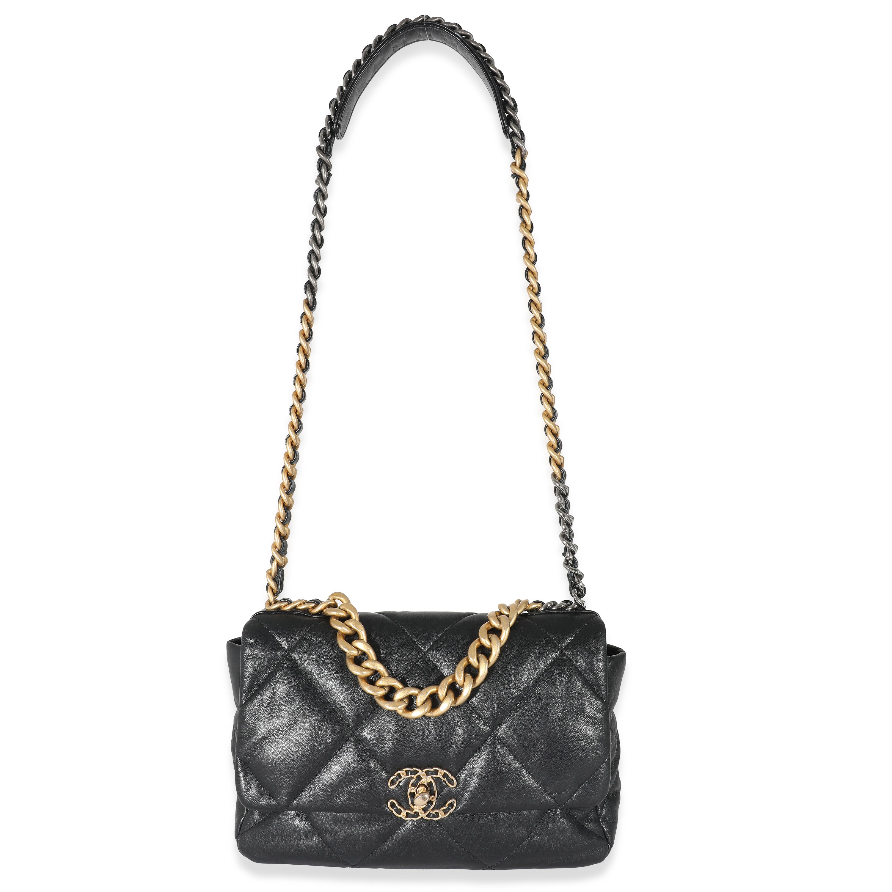Black Shiny Lambskin Large Chanel 19 Flap Bag