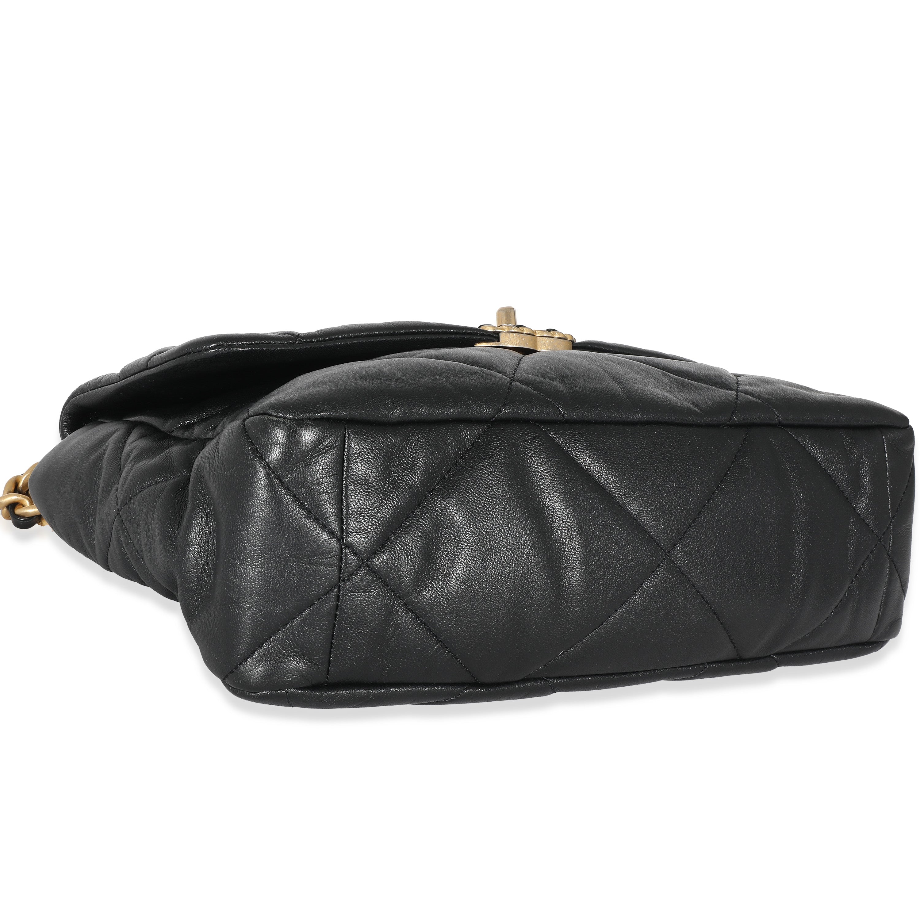 Black Shiny Lambskin Large Chanel 19 Flap Bag