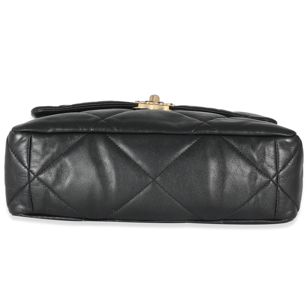Black Shiny Lambskin Large Chanel 19 Flap Bag
