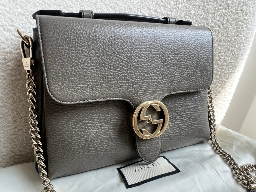 Gucci Interlocking GG Grey Medium Top Handle Bag (RRP £1,150)