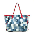 Louis Vuitton Neverfull Tote Damier And Monogram Patchwork Denim Blue Denim_Jeans Shoulder Bag Bag (Pre-Owned)