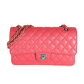 Dark Pink Quilted Caviar Medium Classic Double Flap Bag