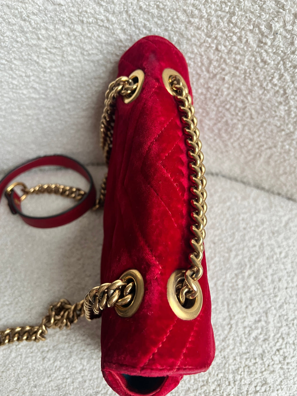 Gucci GG Mini Red Velvet Marmont Mini Shoulder Bag (RRP £1295)