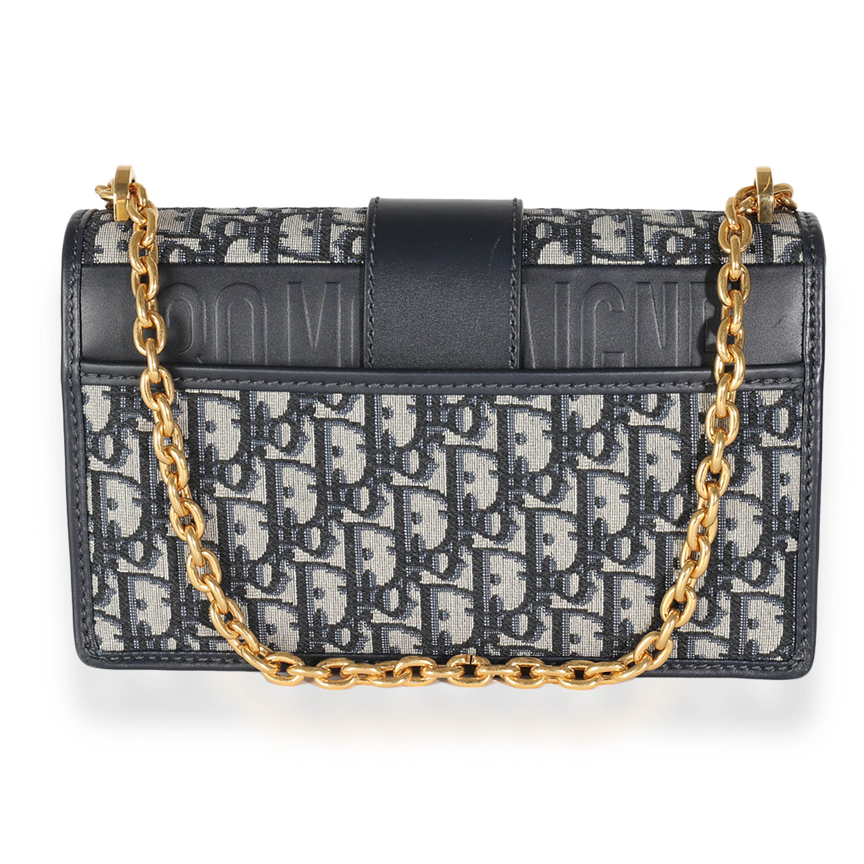 Navy Oblique Jacquard 30 Montaigne Chain Bag