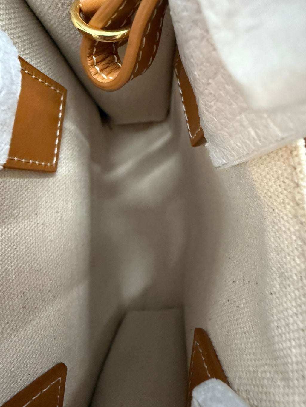 Natural Tan Canvas Calfskin Mini Vertical Cabas