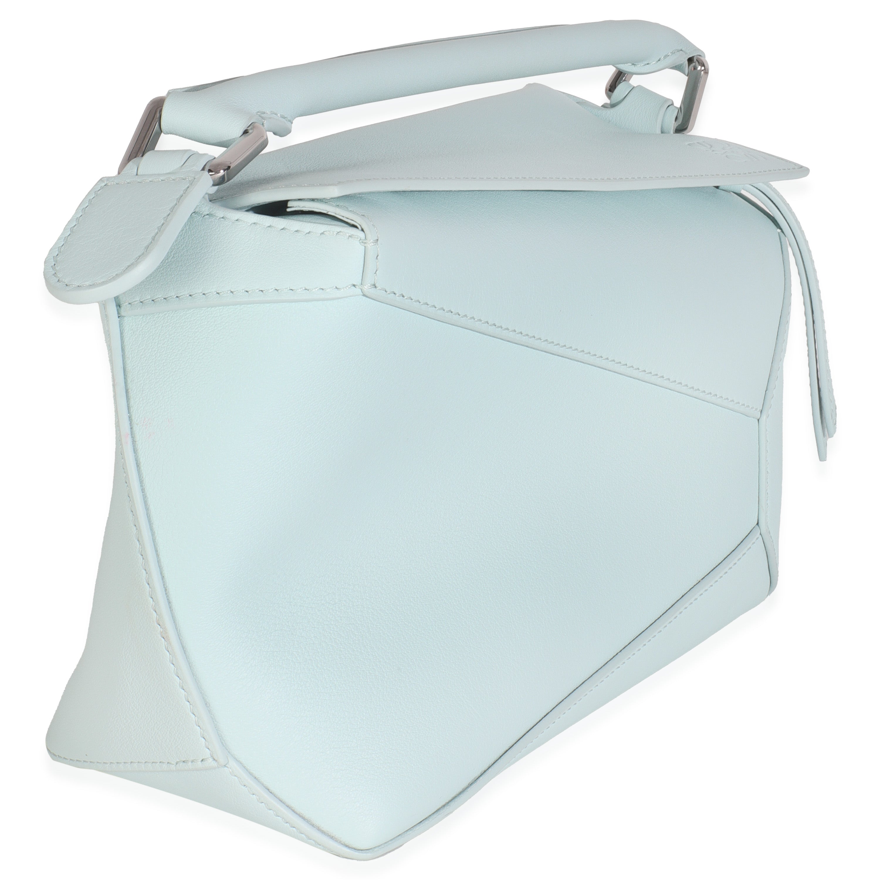 Blue Iceberg Classic Calfskin Small Puzzle Edge Bag
