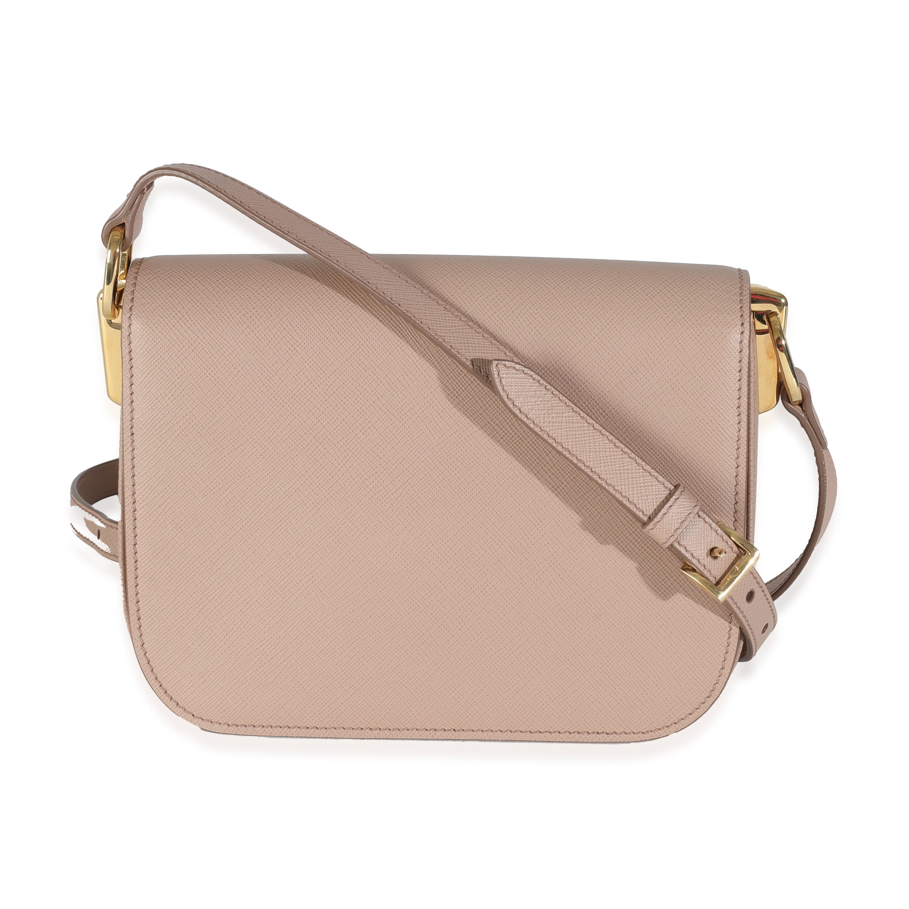 Cipria Saffiano Lux Embleme Flap Shoulder Bag