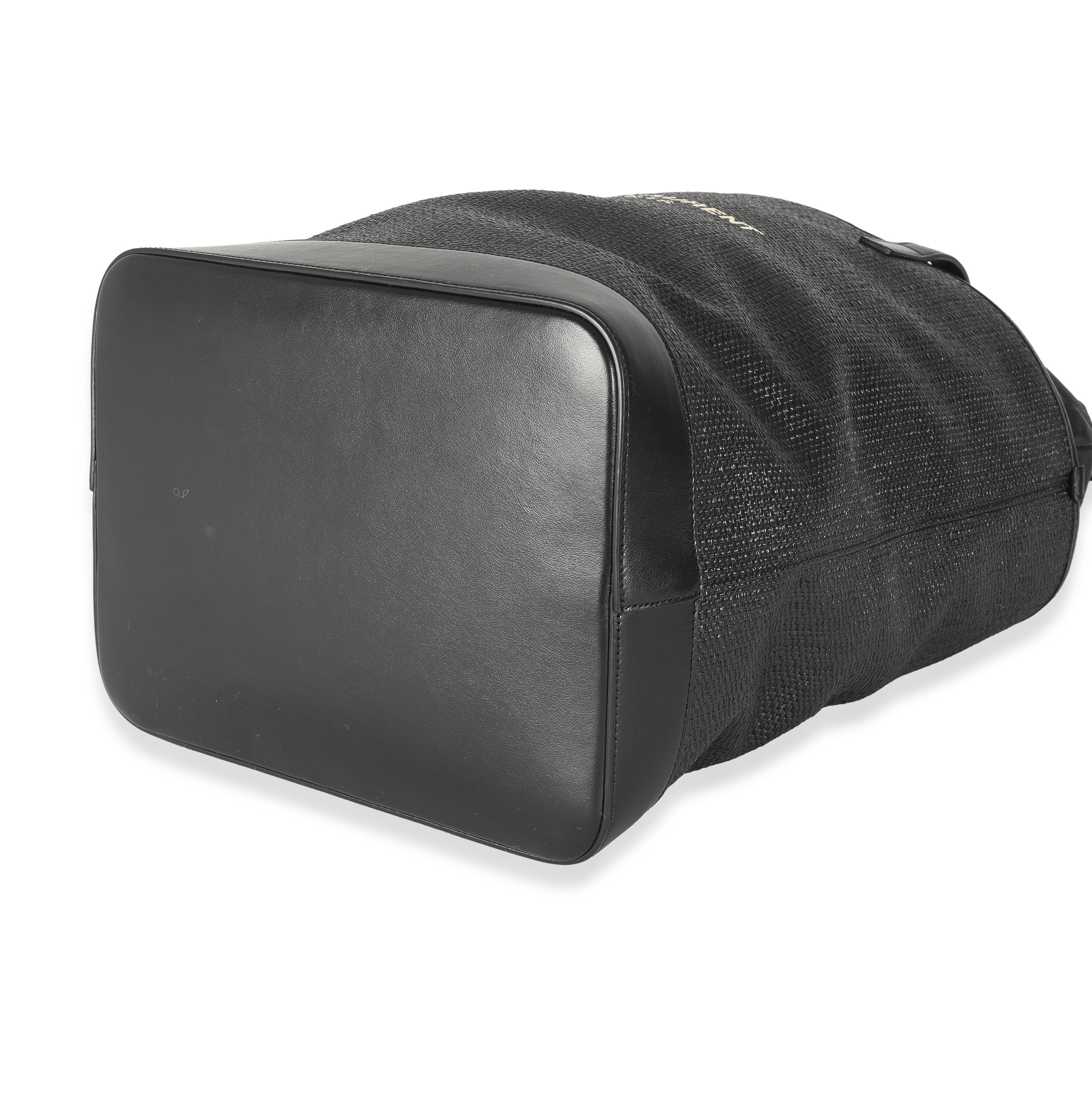 Black Linen Canvas Teddy Shopping Bag