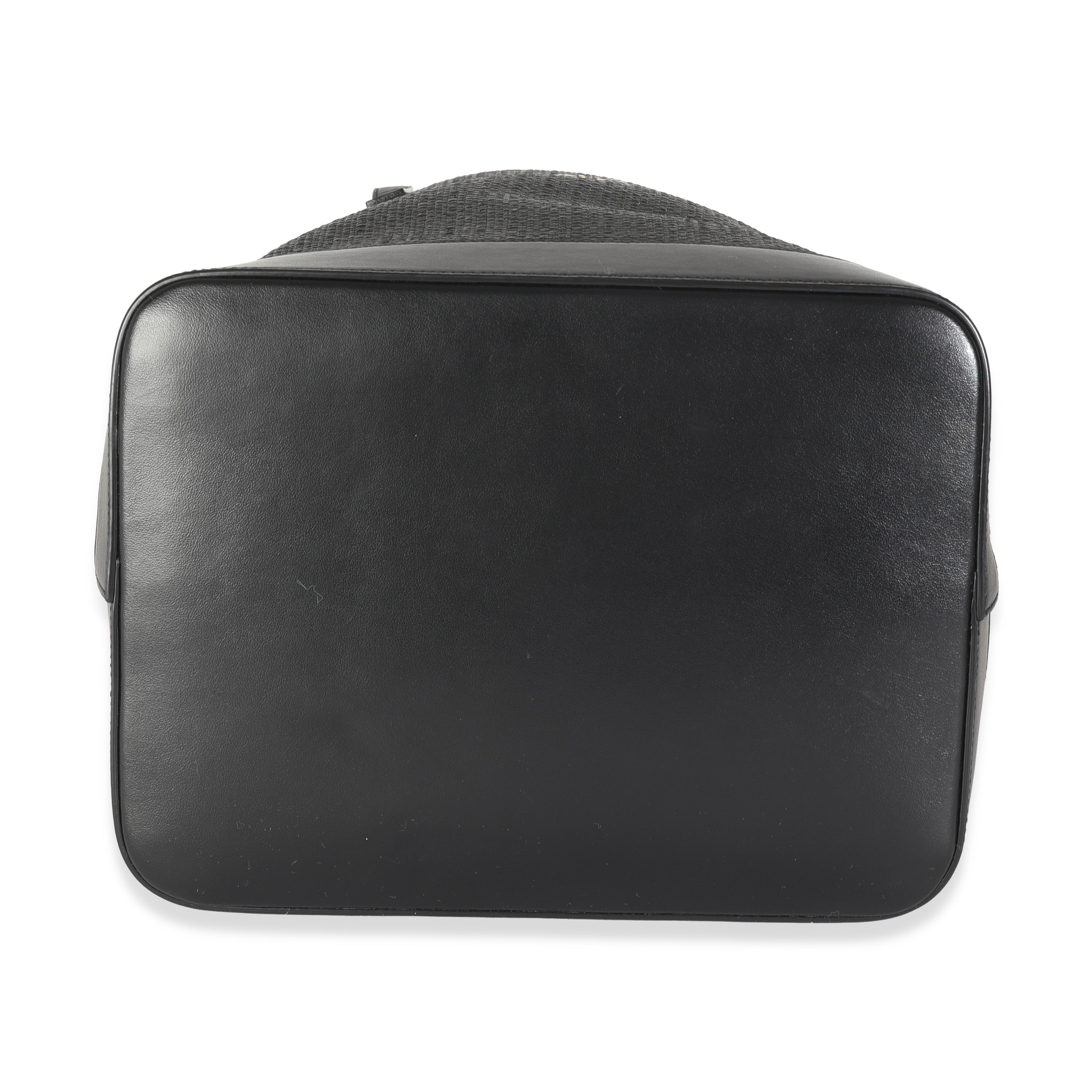 Black Linen Canvas Teddy Shopping Bag