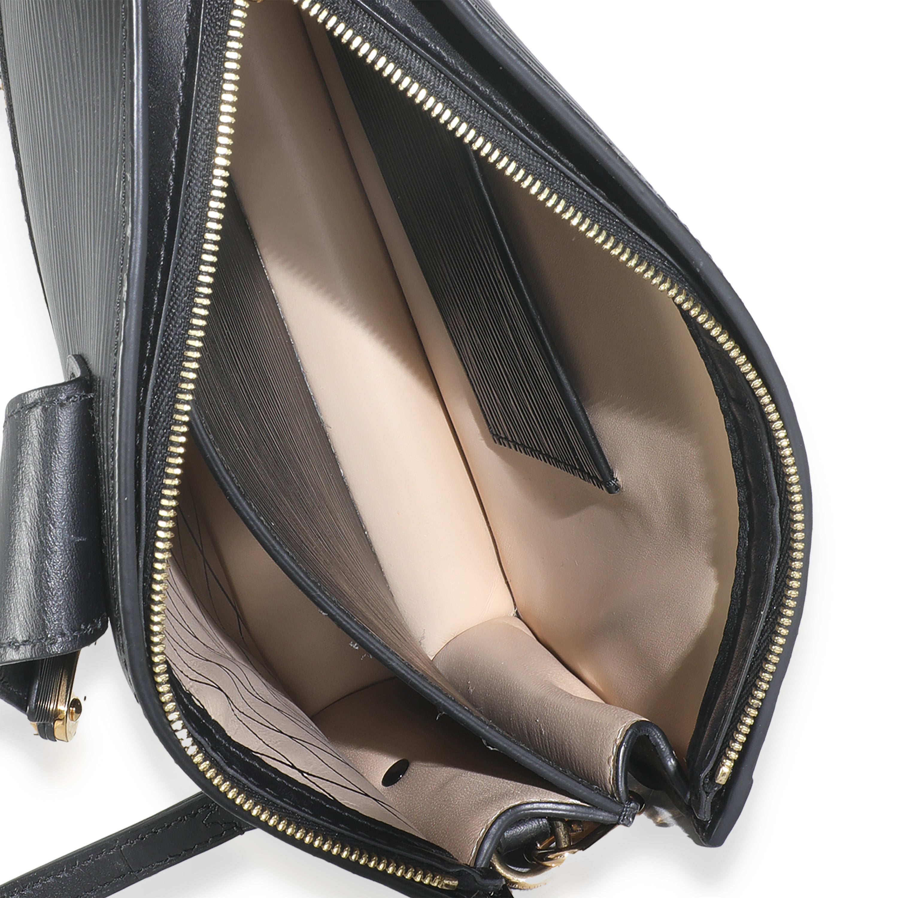 Black Epi Leather Trunk Clutch