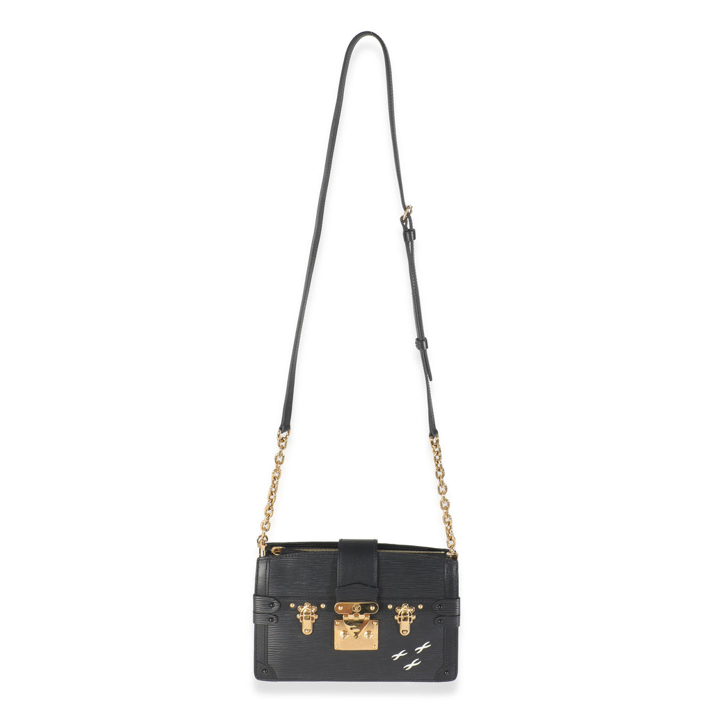 Black Epi Leather Trunk Clutch