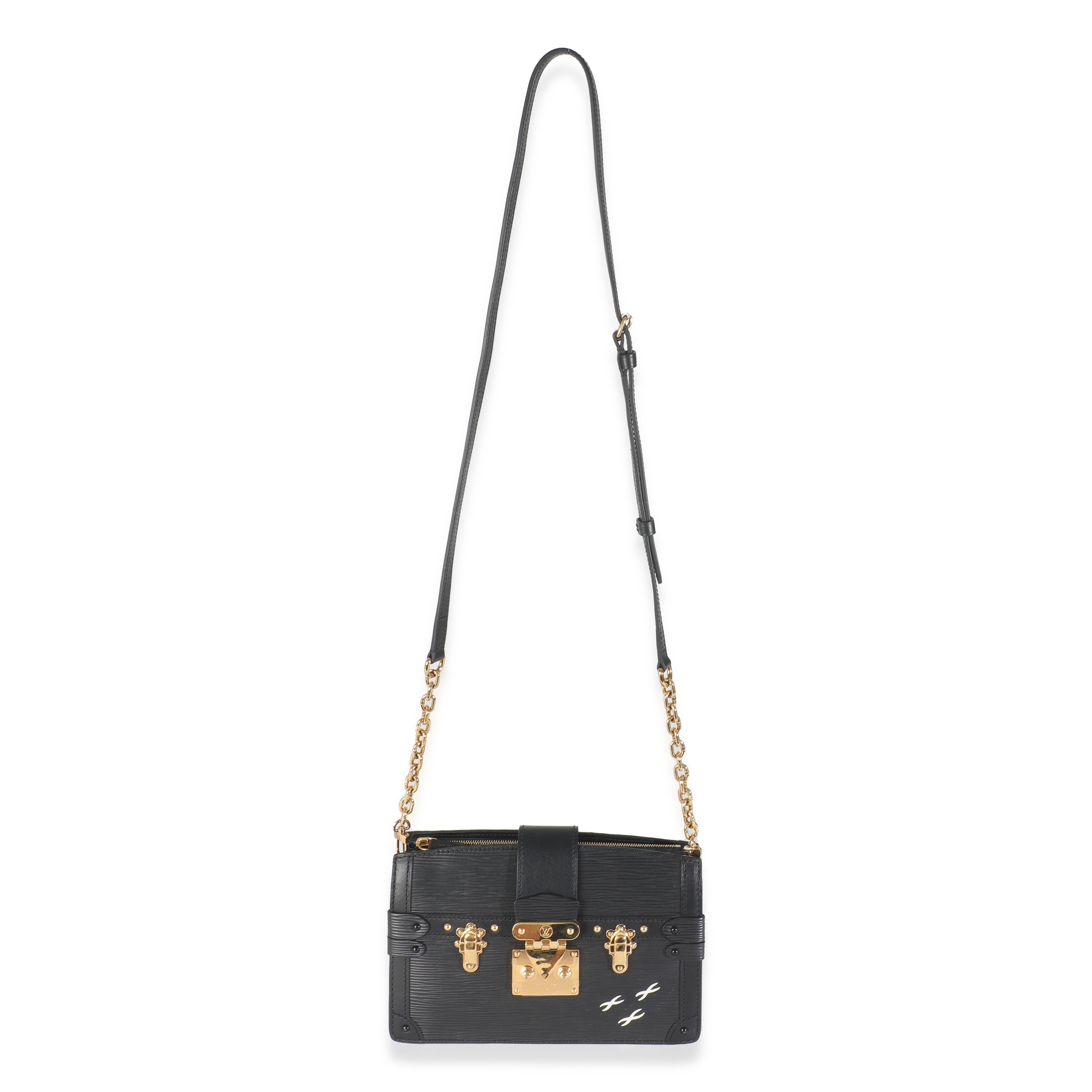 Black Epi Leather Trunk Clutch