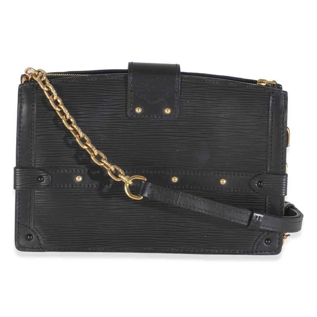 Black Epi Leather Trunk Clutch