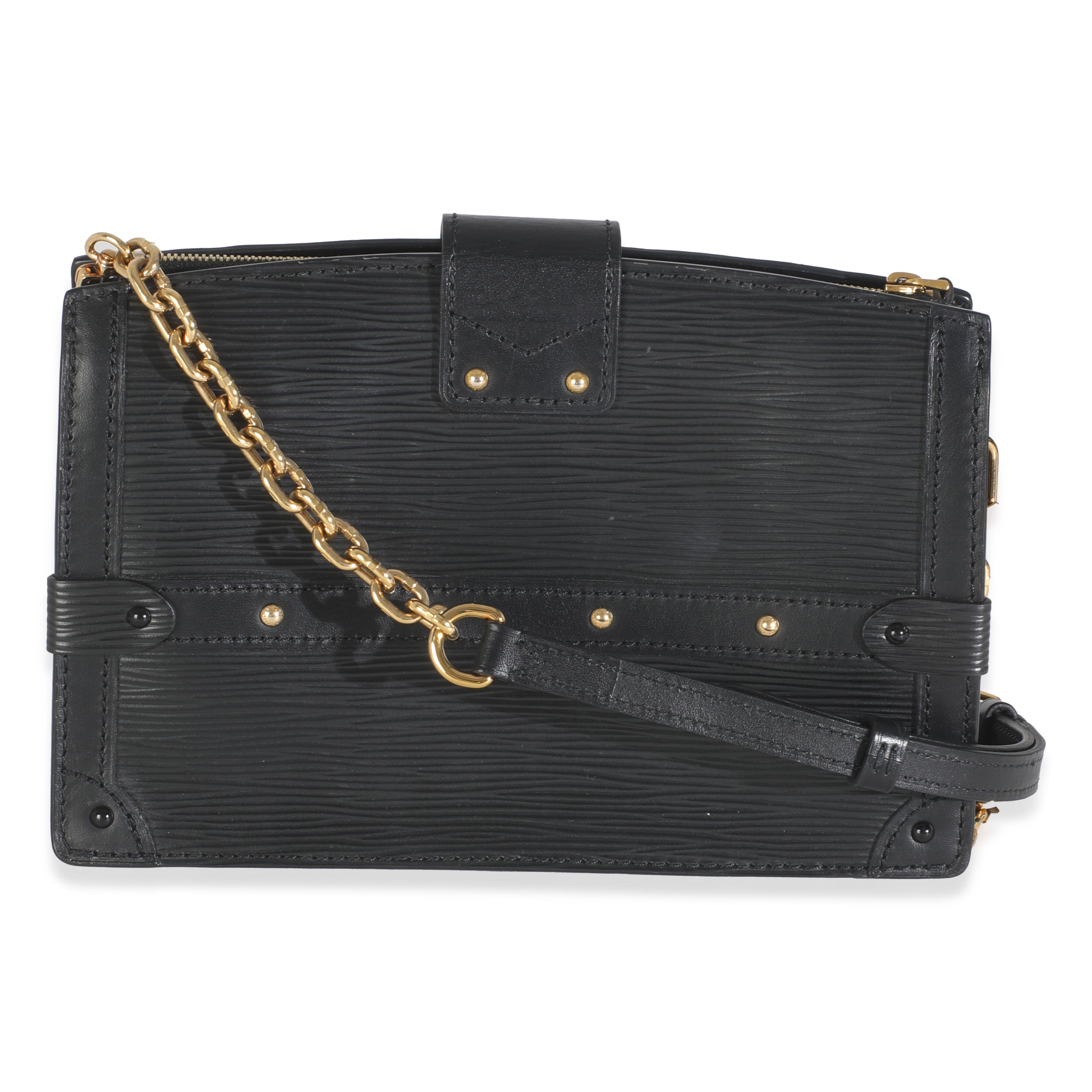 Black Epi Leather Trunk Clutch