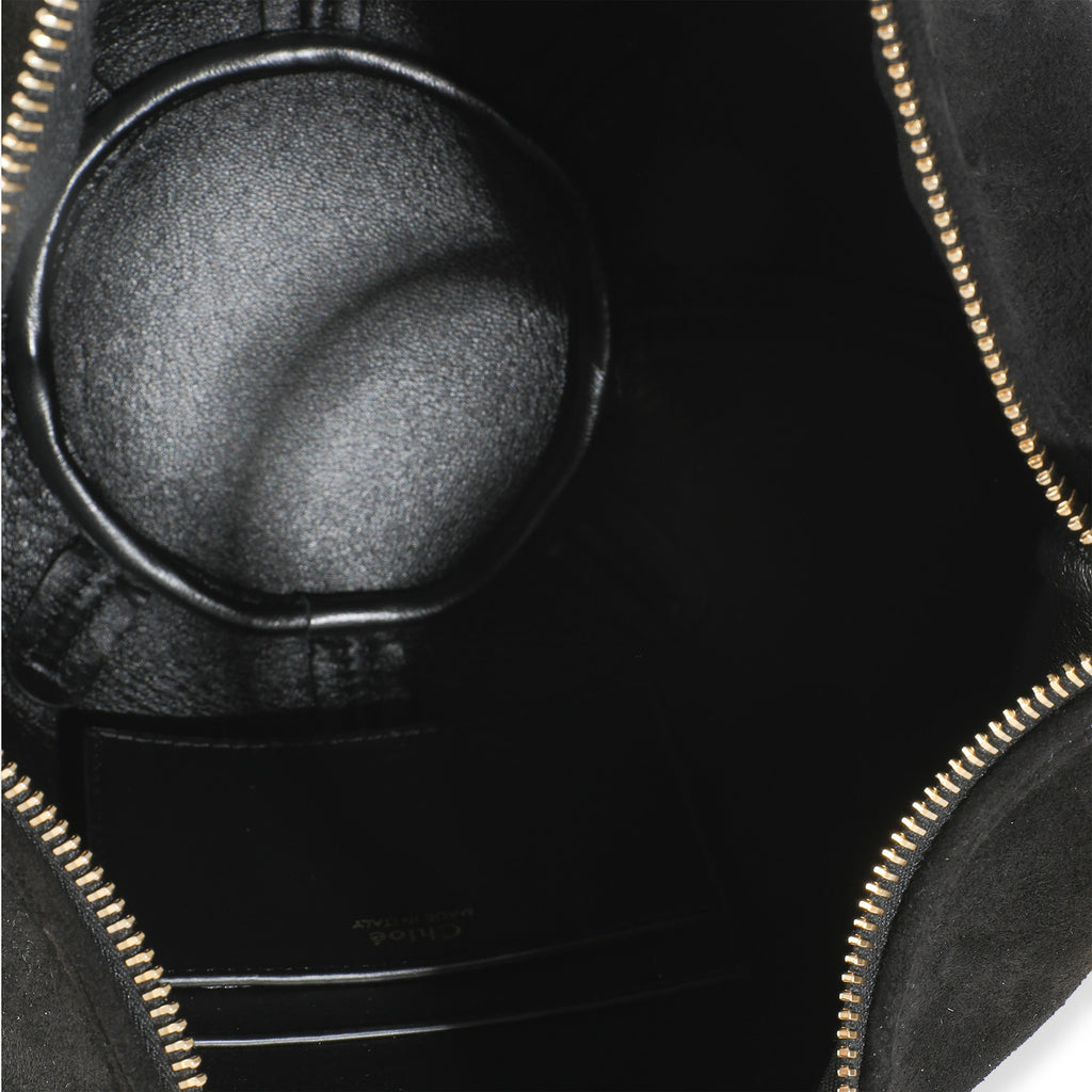 Black Suede Small Gold Bracelet Bag