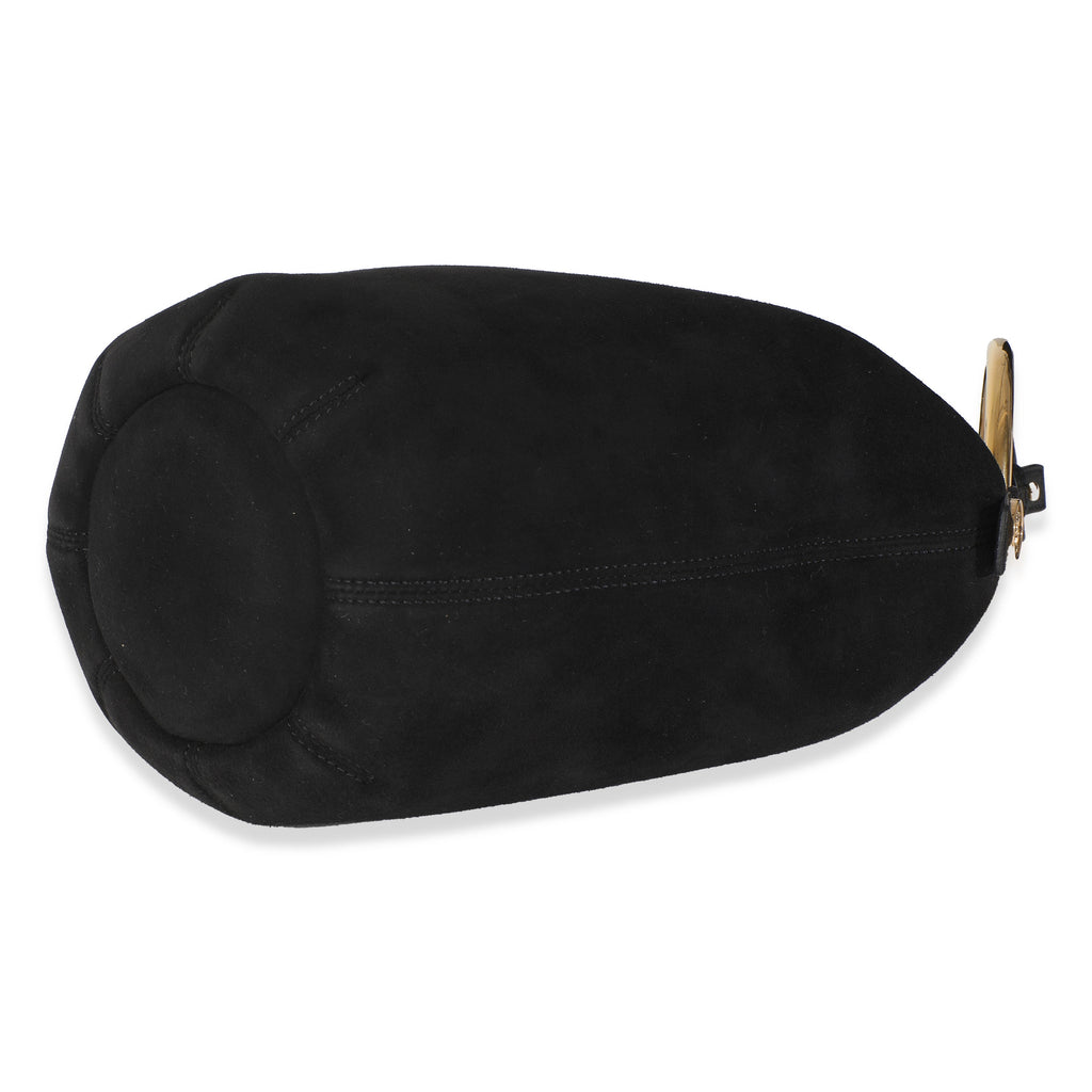 Black Suede Small Gold Bracelet Bag