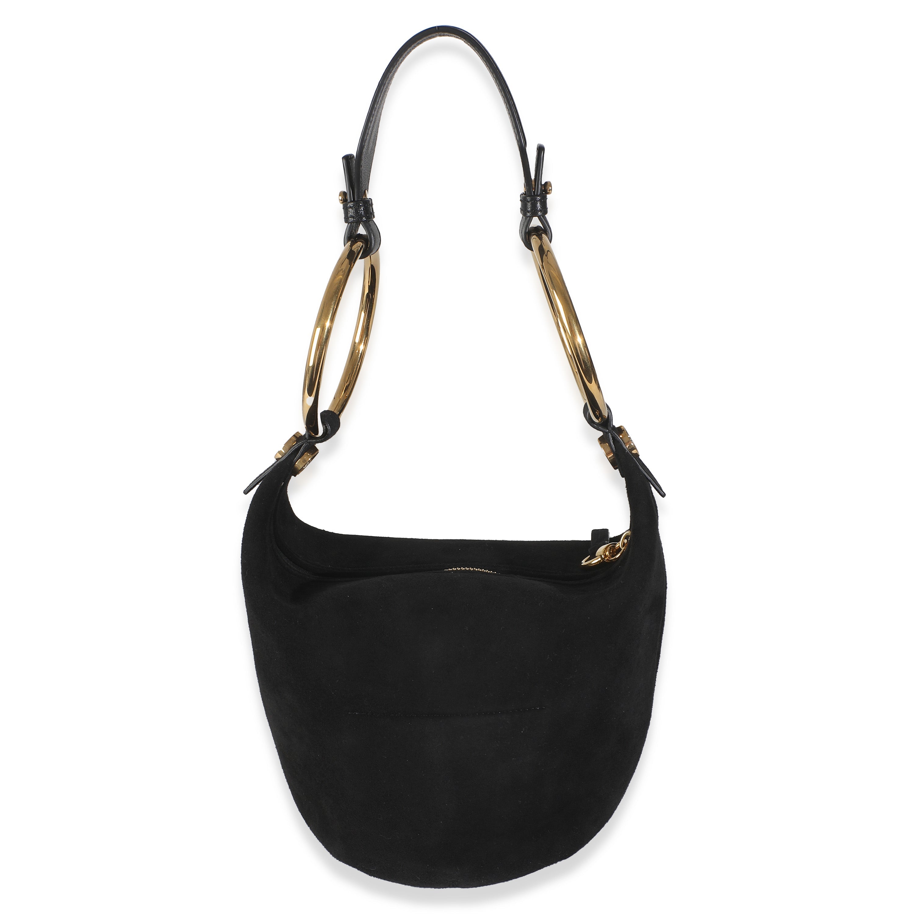 Black Suede Small Gold Bracelet Bag