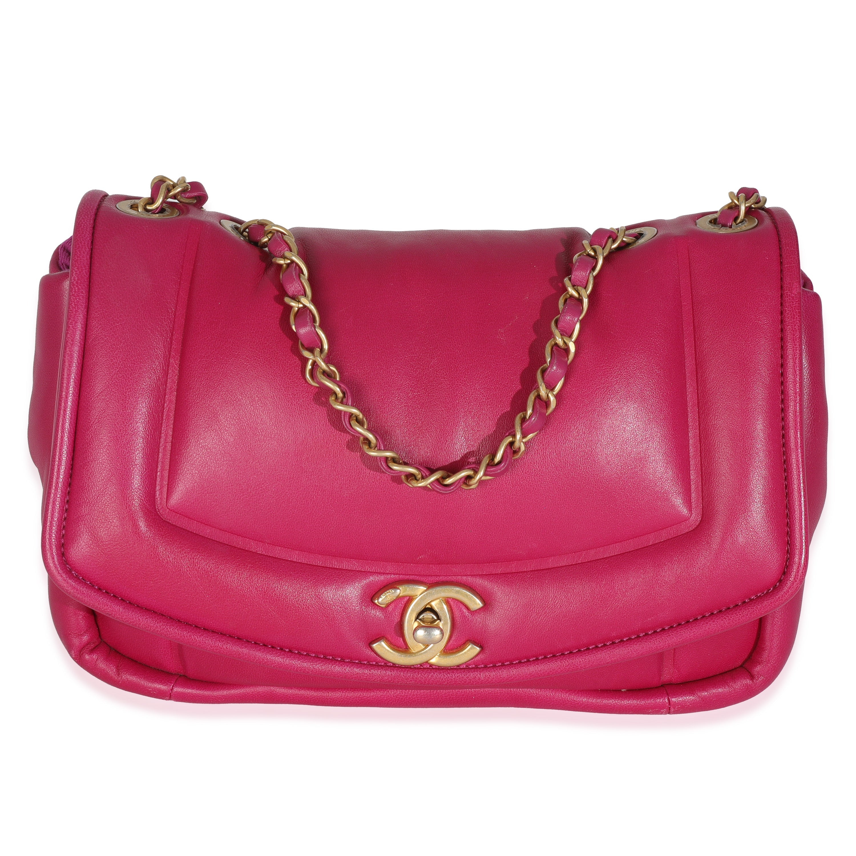 Dark Pink Lambskin Medium Simply Flap Bag