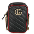 Red Black Calfskin Matelasse Mini GG Marmont Crossbody Bag
